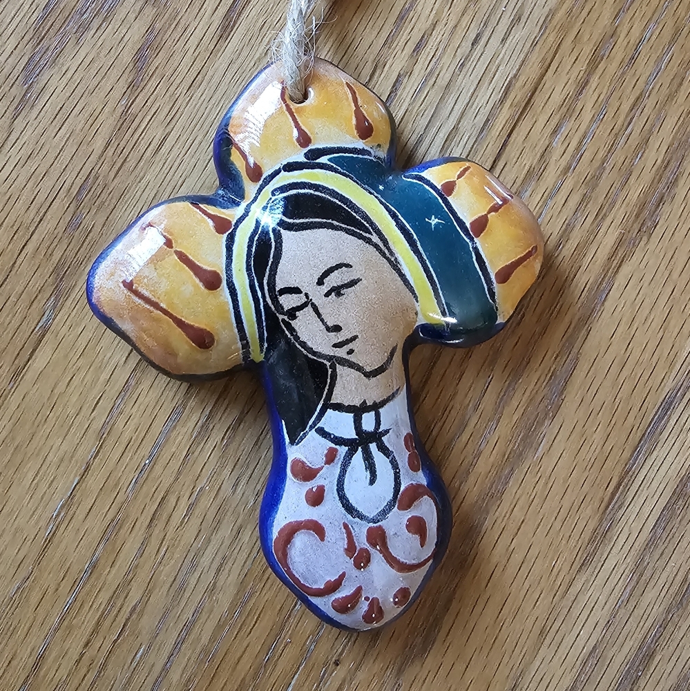Handcrafted Ceramic Cross Ornament